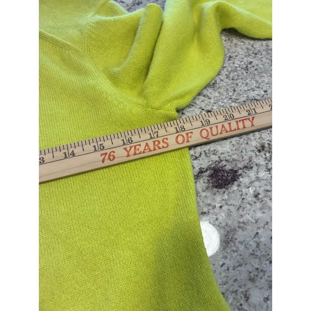 Women's Lafayette 148 3/4 sleeve Cashmere Cardigan Bright Green Yellow Sweater L - Picture 9 of 10
